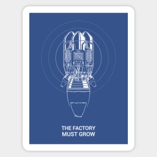 Factorio Rocket with The Factory Must Grow meme T-Shirt Sticker